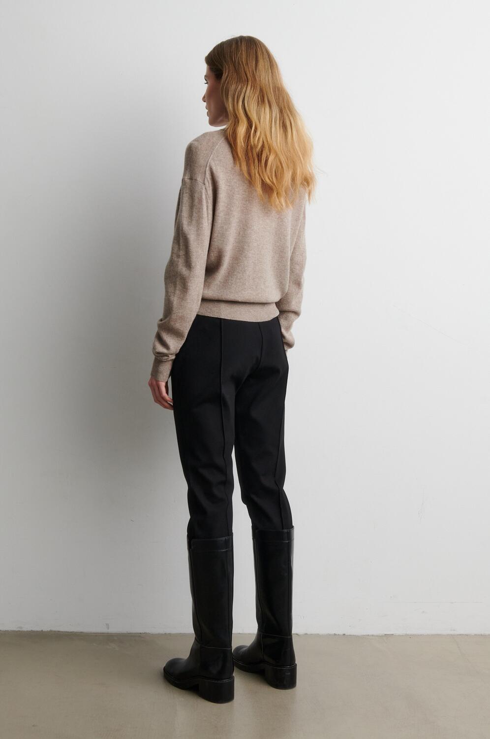 Longo strikket polotrøje - Mid Brown Melange
